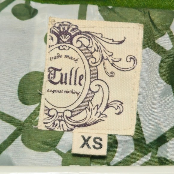 Tulle Anthropologie Wool Blend Coat Womens Size XS Button Up Green Retro Winter - Picture 4 of 9